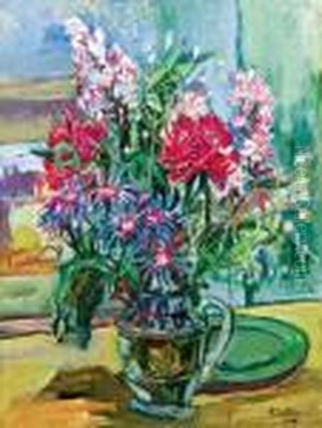 Blumenstrauss In Vase Oil Painting by Henri Epstein