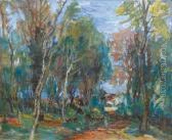 Sous-bois Pres D'un Village Oil Painting by Henri Epstein