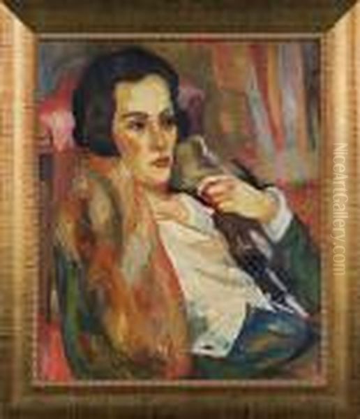 Kobieta W Futrze Oil Painting by Henri Epstein