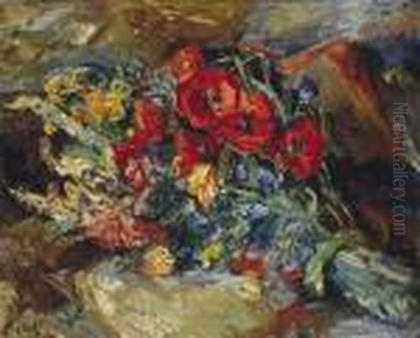 Bouquet Aux Coquelicots Oil Painting by Henri Epstein