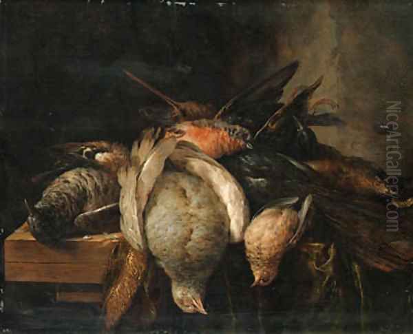 Dead birds on a ledge Oil Painting by Cornelis van Lelienbergh