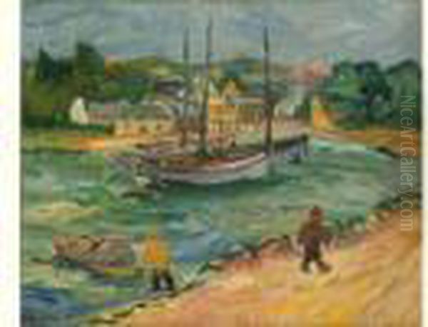 Port En Bretagne. Oil Painting by Henri Epstein