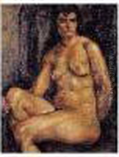 Grand Nu Assis, Circa 1918 Oil Painting by Henri Epstein