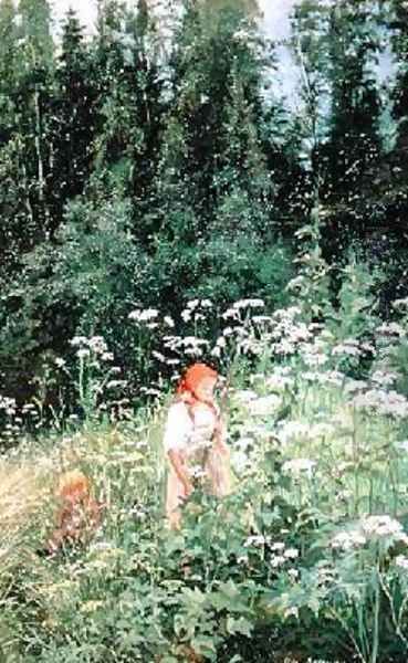 Girl among the wild flowers Oil Painting by Olga Antonova Lagoda-Shishkina