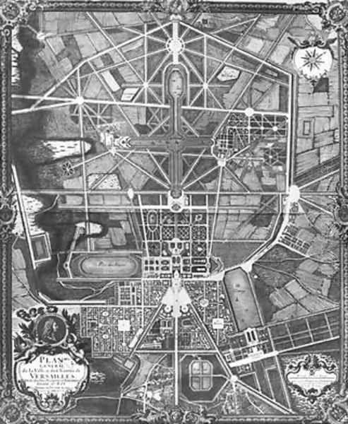 General plan of the town and Chateau of Versailles with its gardens forests and fountains Oil Painting by Pierre Lepautre