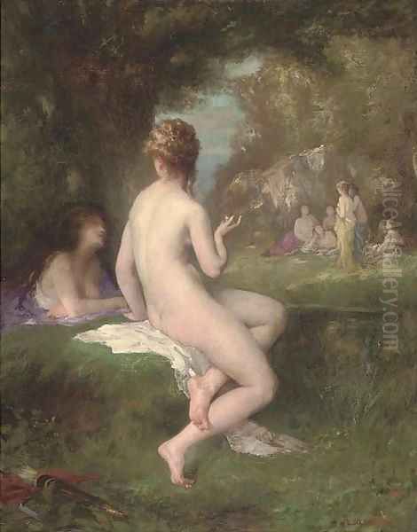 Diana bathing with the nymphs Oil Painting by Armand Laroche