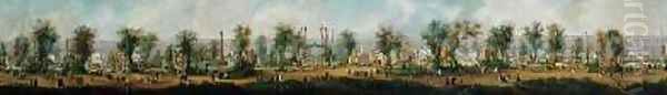 Panoramic View of the Exhibition of 1855 Oil Painting by Ernest Lami de Nozan