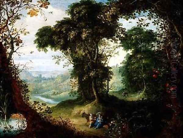 Rest on the Flight to Egypt Oil Painting by Jasper van der Laanen