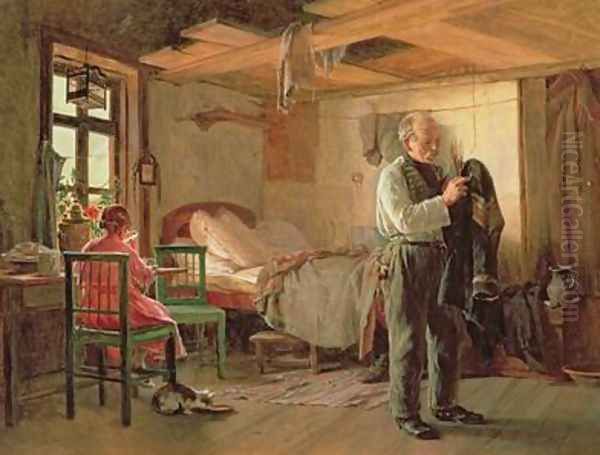 Morning in a Porters Lodge Oil Painting by Kirill Vikentevich Lemokh