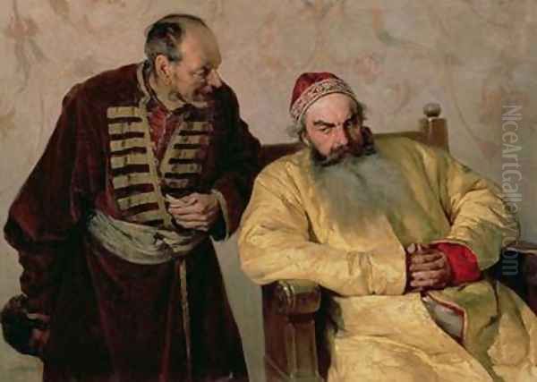 To the Boyar with a Denunciation Oil Painting by Klavdiy Vasilievich Lebedev