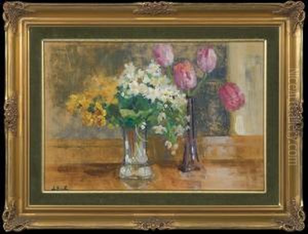 Spring Flowers Oil Painting by Erno Erb