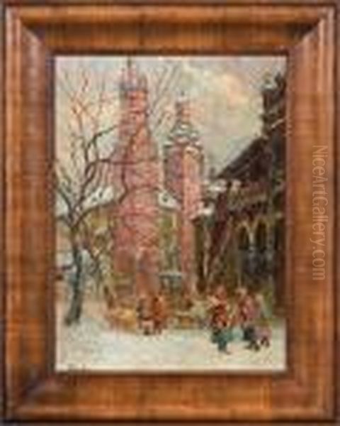 Square In Cracow Oil Painting by Erno Erb