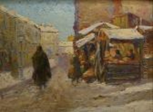 Market Oil Painting by Erno Erb