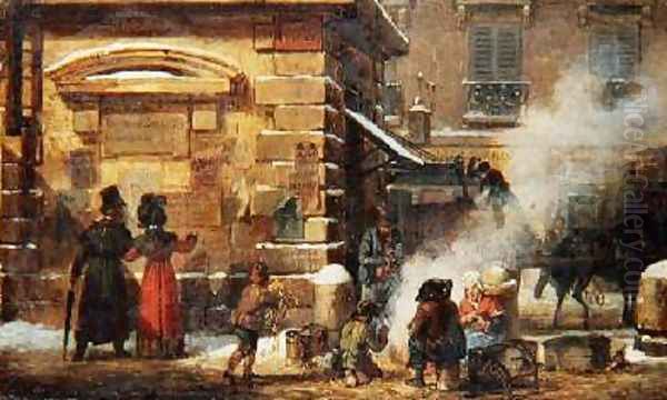 French street scene Oil Painting by Auguste-Xavier Leprince