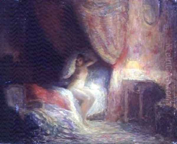 Bedroom scene bathed in light Oil Painting by Victor Lecomte