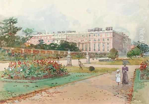 In the gardens, Hampton Court Palace Oil Painting by Charles James Lauder