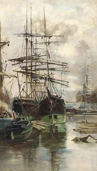 Shipping on the Clyde Oil Painting by Charles James Lauder