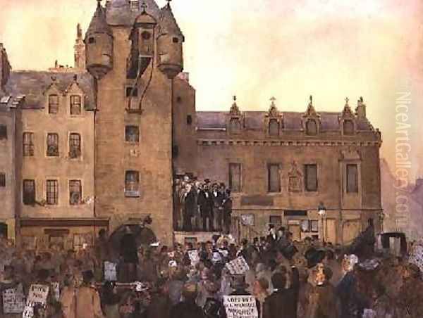 Before the Ballot Act Canongate Tolbooth Edinburgh 1884 Oil Painting by J. Little