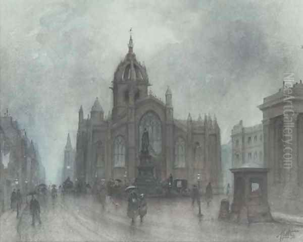 St. Giles Kirk, Edinburgh Oil Painting by J. Little