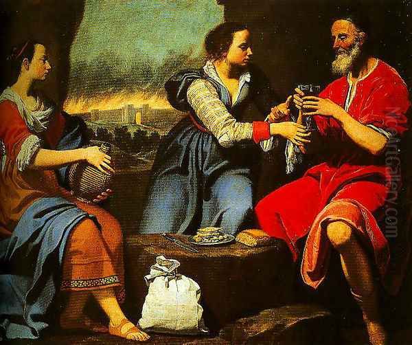 Lot and His Daughters Oil Painting by Lorenzo Lippi