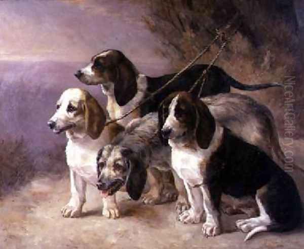 French Hounds in a Landscape Oil Painting by Louise Lalande