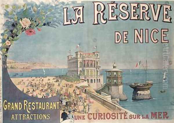 Poster advertising La Reserve restaurant Nice Oil Painting by E. Levy