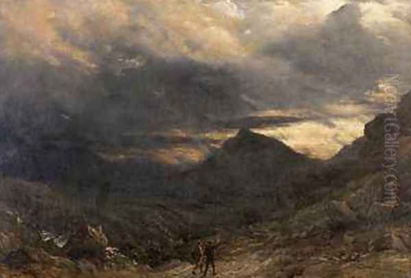 View of Snowdon Oil Painting by James Thomas Linnell