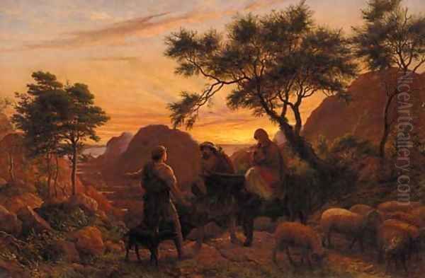 The Flight into Egypt Oil Painting by James Thomas Linnell