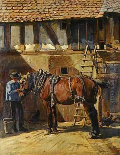 Farmer with Horse Oil Painting by Karl Gottlieb Lenz