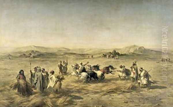 Threshing Wheat in Algeria Oil Painting by Adolphe Pierre Leleux