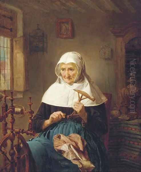 The spinster Oil Painting by Jan Baptiste de Landtsheer