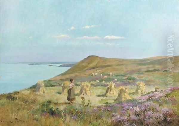 La bergere avec son troupeau Oil Painting by Louis Lepoittevin