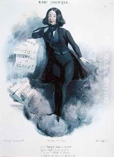 Caricature of George Sand 1804-76 Oil Painting by Alcide Joseph Lorentz