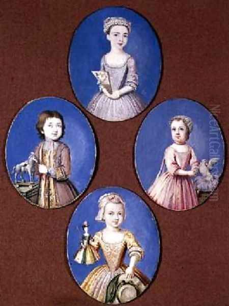 Miniature of the Four Whitmore Children Oil Painting by Paul-Peter Lens