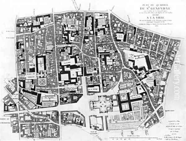 Map of Sainte Genevieve area Paris Oil Painting by Jean de La Grive