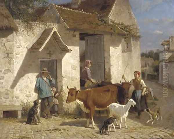 On the way to market Oil Painting by Louis Simon Lassalle