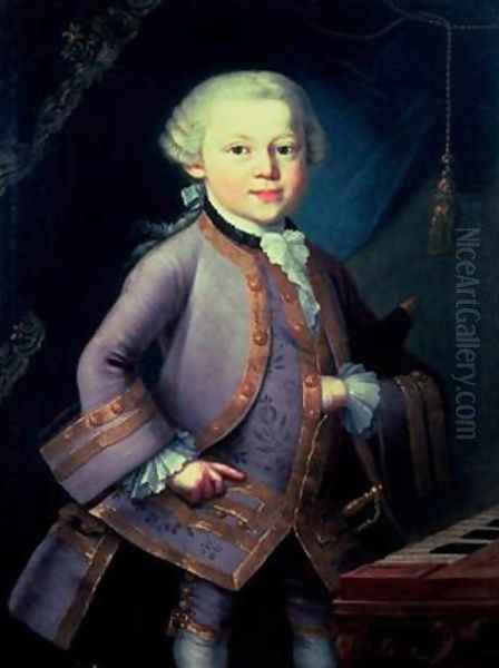 Wolfgang Amadeus Mozart 1756-91 Oil Painting by Peter Anton Lorenzoni