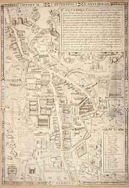 Map of Cambridge from Caius Historia Cantabrigensis Academia Oil Painting by Richard Lyne