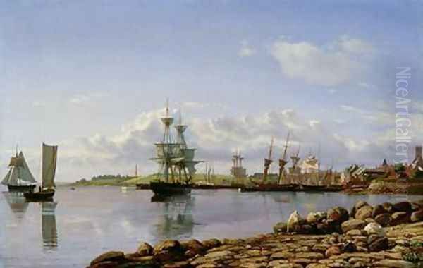 Shipping off a Baltic Port Oil Painting by Carl E. & Neumann, Carl Johan Larsen