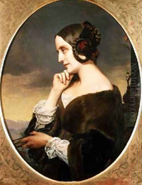 Portrait of the Countess Marie dAgoult 1805-76 Oil Painting by Henri (Karl Ernest Rudolf Heinrich Salem) Lehmann