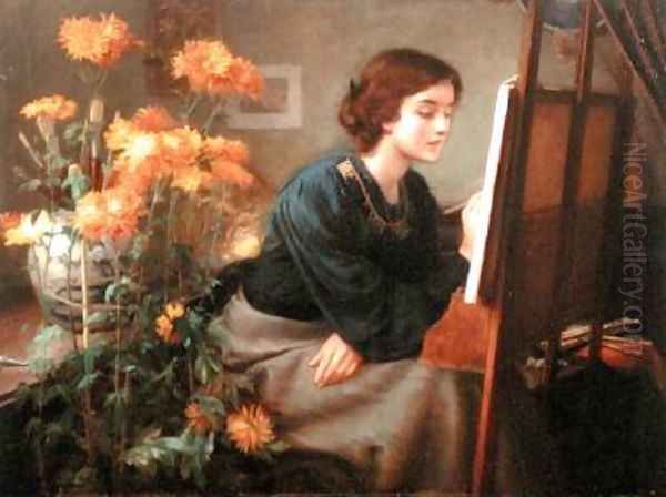 At the Easel Oil Painting by James N. Lee