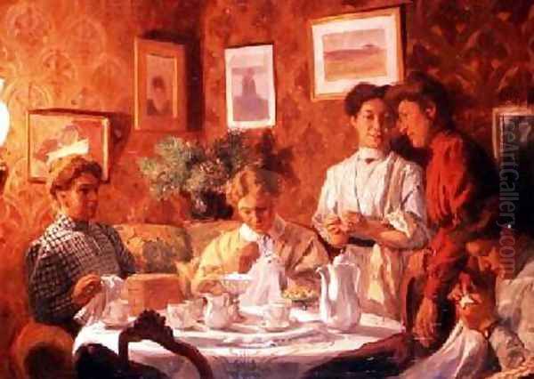 The Sewing Group Oil Painting by Nils Larson