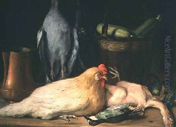 Still Life with Hen Oil Painting by Jose Lopez-Enguidanos