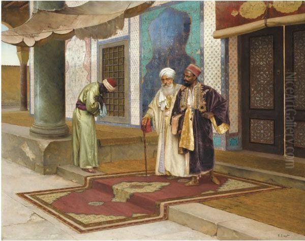 Leaving The Mosque Oil Painting by Rudolph Ernst