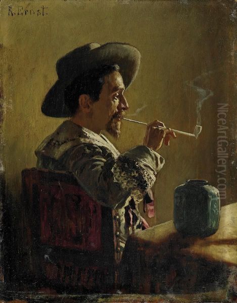 Spanish Aristocrate With A Pipe Oil Painting by Rudolph Ernst