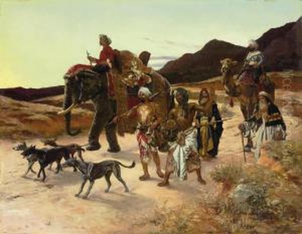 The Tiger Hunt Oil Painting by Rudolph Ernst