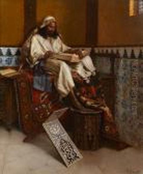 Reading The Qur'an Oil Painting by Rudolph Ernst