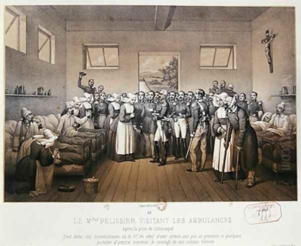 Aimable Jean Jacques Pelissier 1794-1864 Duke of Malakoff visiting the wounded soldiers after the capture of Sebastopol Oil Painting by Lepan