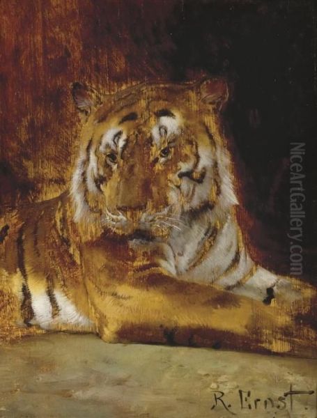 Tiger Oil Painting by Rudolph Ernst