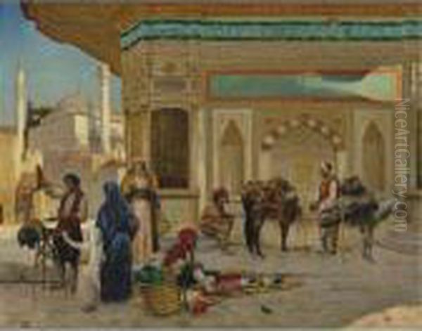 The Fountain Of Ahmed Iii, Istanbul Oil Painting by Rudolph Ernst